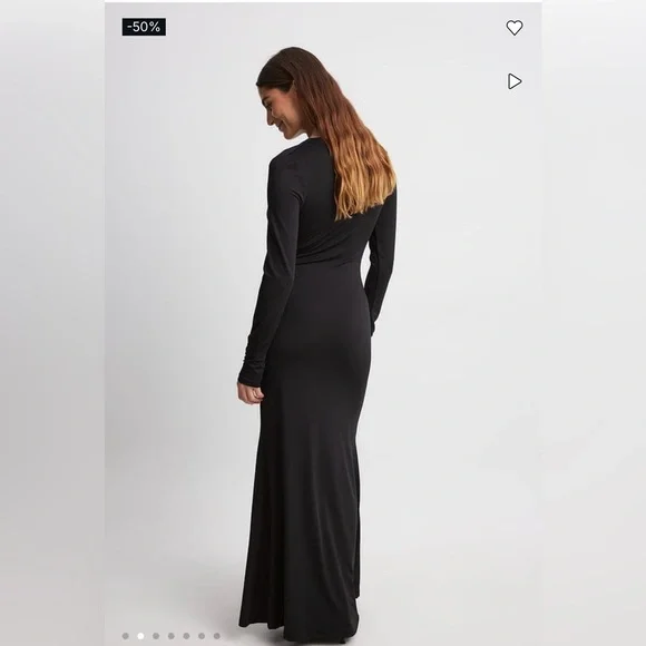 NA-KD Draped Maxi Dress Black Size Large. - Picture 2 of 7